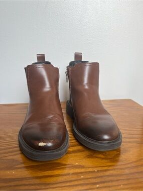 Sara Brown Leather Chukka Boots with Side Zip